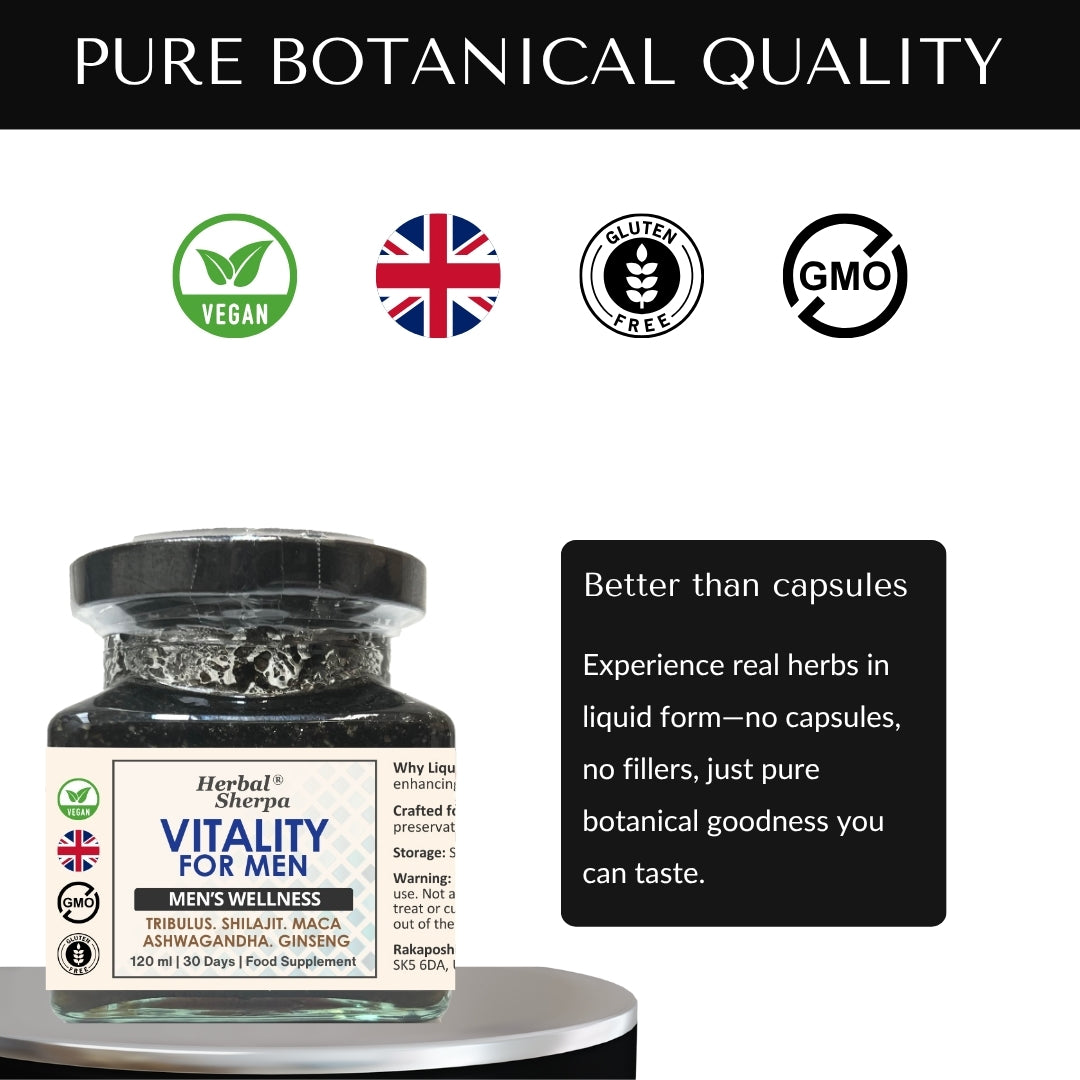 Men’s Botanical Wellness Blend – 25 Natural Ingredients for Daily Vitality – 120ml-Herbal Sherpa