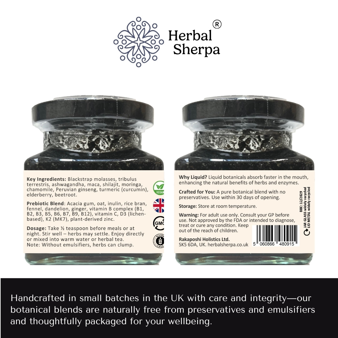 Men’s Botanical Wellness Blend – 25 Natural Ingredients for Daily Vitality – 120ml-Herbal Sherpa