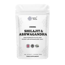 Load image into Gallery viewer, Shilajit + Ashwagandha Gold Standard Powder Extract. Add to Smoothies or Drinks for Energy &amp; Performance. 60% Fulvic Acid , High Strength. 30 Servings.
