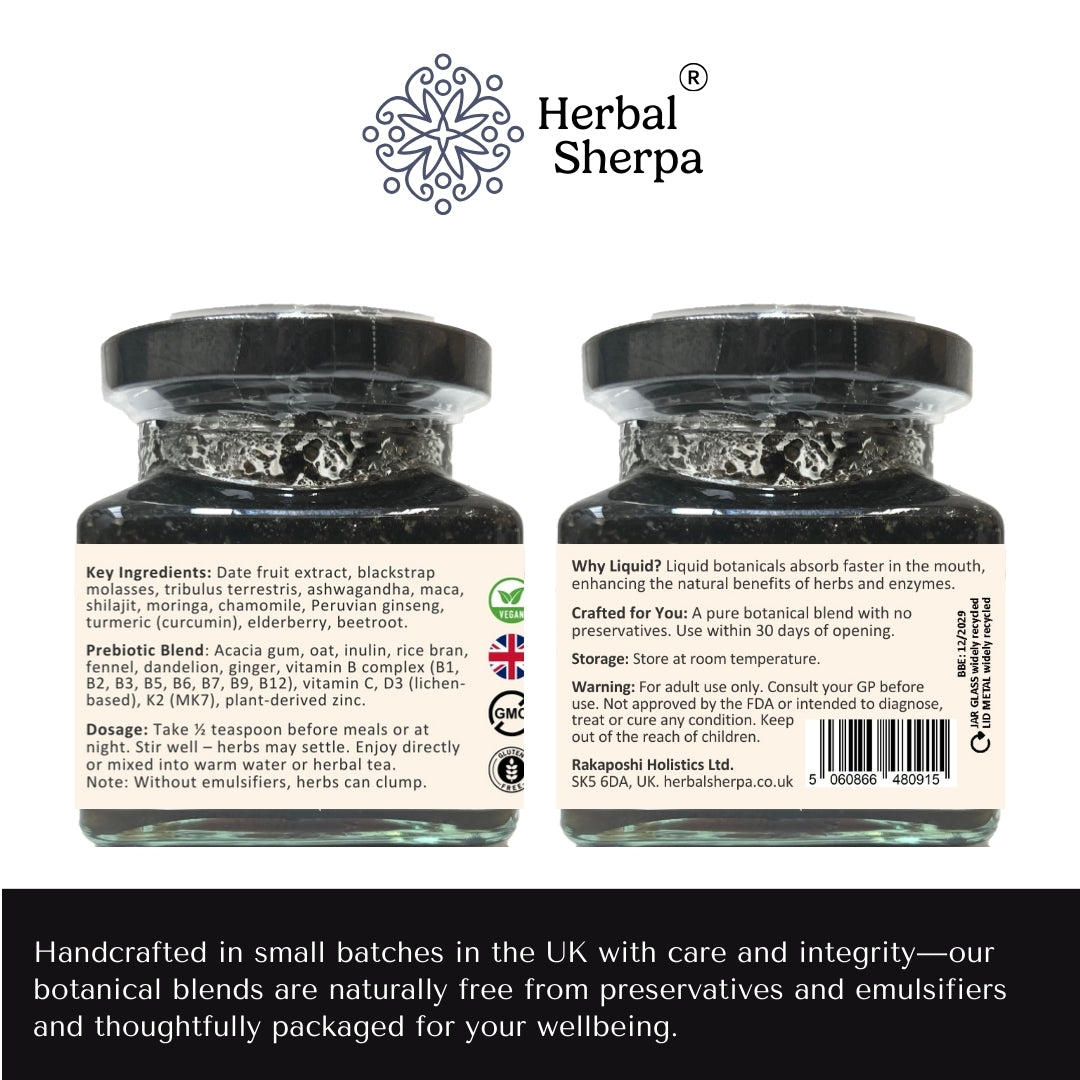 Vegan Vitality Tonic for Men – Natural Testosterone & Libido Booster with 32 Herbal Ingredients including Shilajit, Ashwagandha & Zinc (30-day Supply)