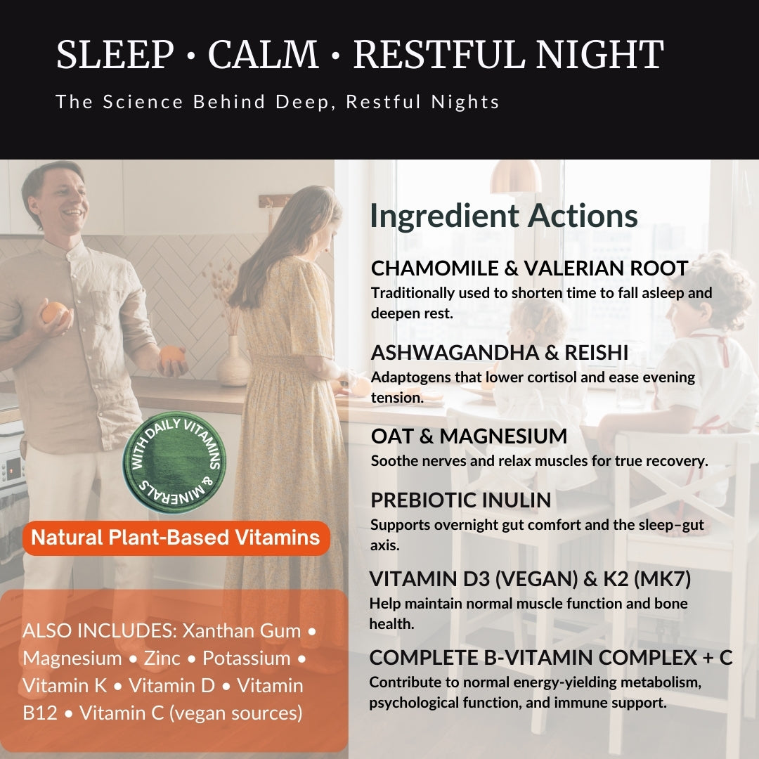 Deep Sleep & Relaxation — Natural Sleep Aid, Stress Relief & Restful Nights | 60g Vegan Powder Blend