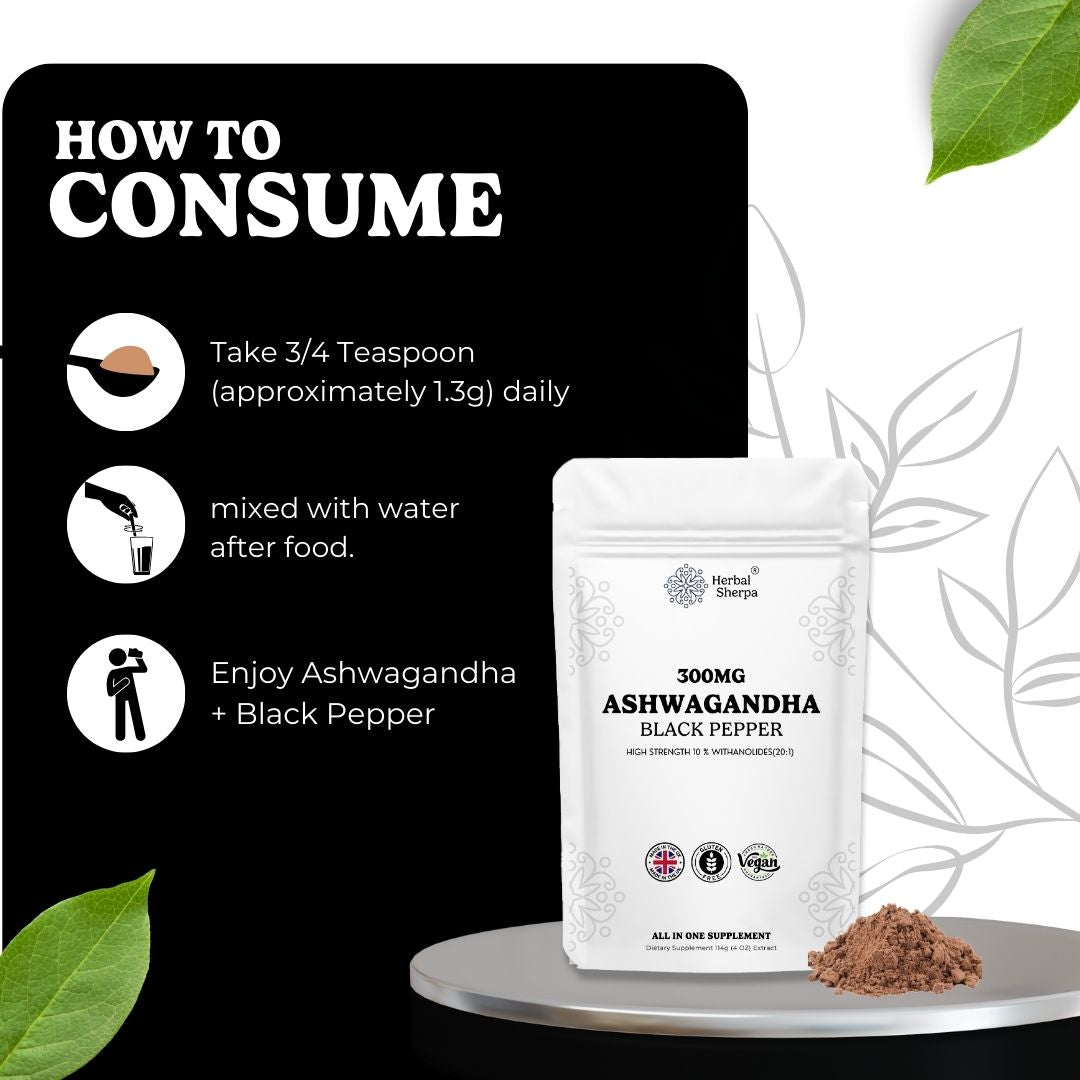 Botanical Wellness Powder – Ashwagandha with Black Pepper – 3-Month Supply-Herbal Sherpa