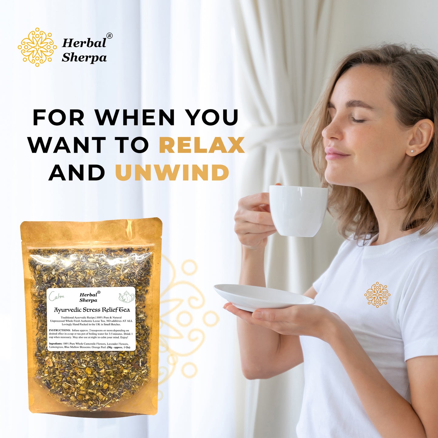 Herbal Evening Tea Blend – Lavender, Chamomile, Orange Peel – 30–120g Loose Leaf-Herbal Sherpa