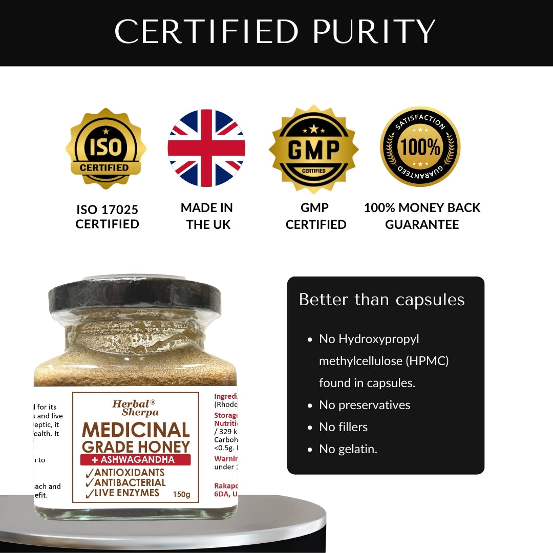 Honey with Natural Botanicals – Cold-Extracted Blend – 150g Glass Jar-Herbal Sherpa