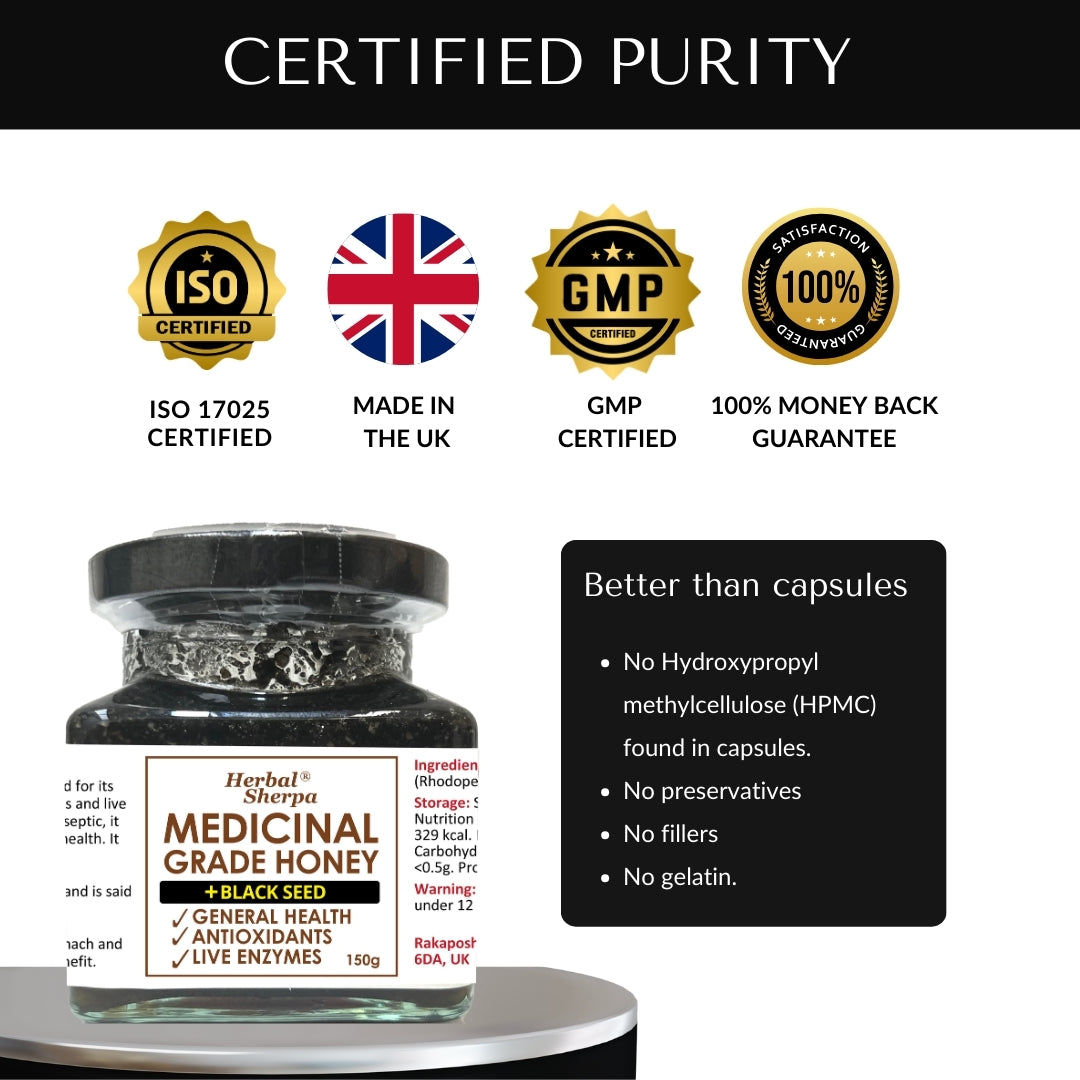 Honey with Black Seed – Raw Cold-Extracted Blend – 150g Glass Jar-Herbal Sherpa