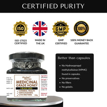 Load image into Gallery viewer, Herbal Sherpa Medicinal Grade Honey + Black Seed 150g Glass Jar
