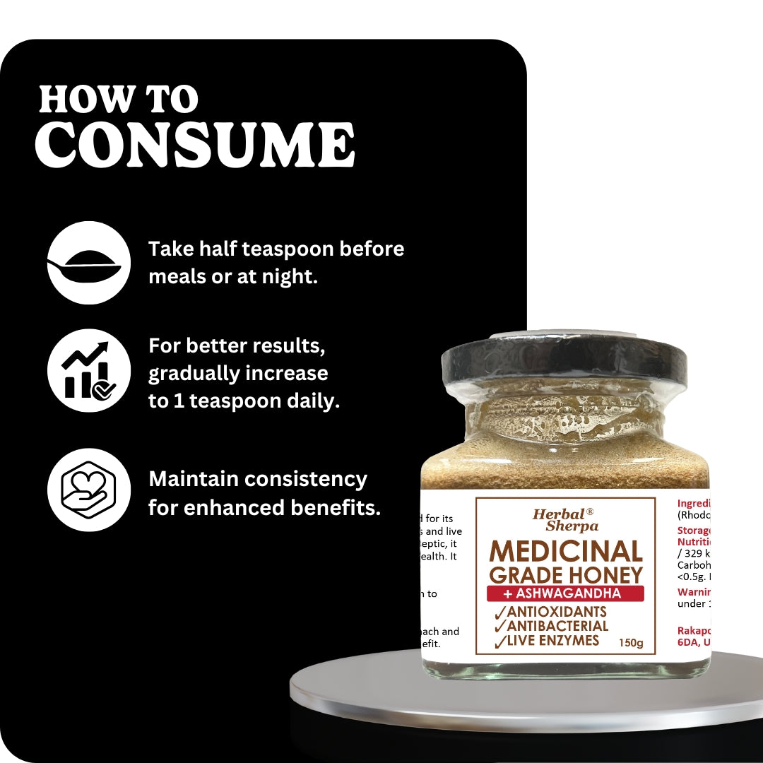 Honey with Natural Botanicals – Cold-Extracted Blend – 150g Glass Jar-Herbal Sherpa