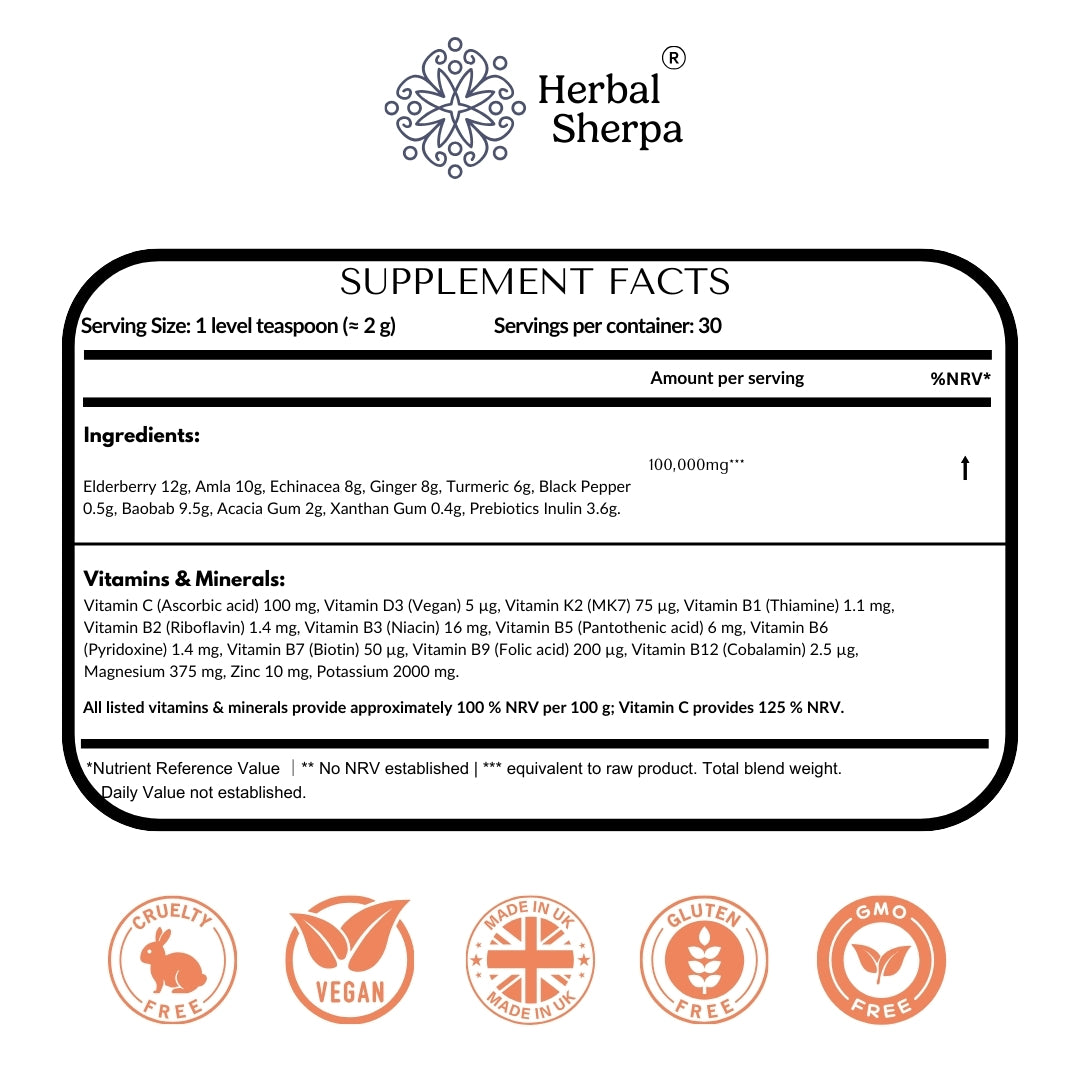 Seasonal Wellness & Immune Balance — Natural Vitality, Daily Wellness Support & Cold-Weather Comfort | 60g Vegan Powder Blend